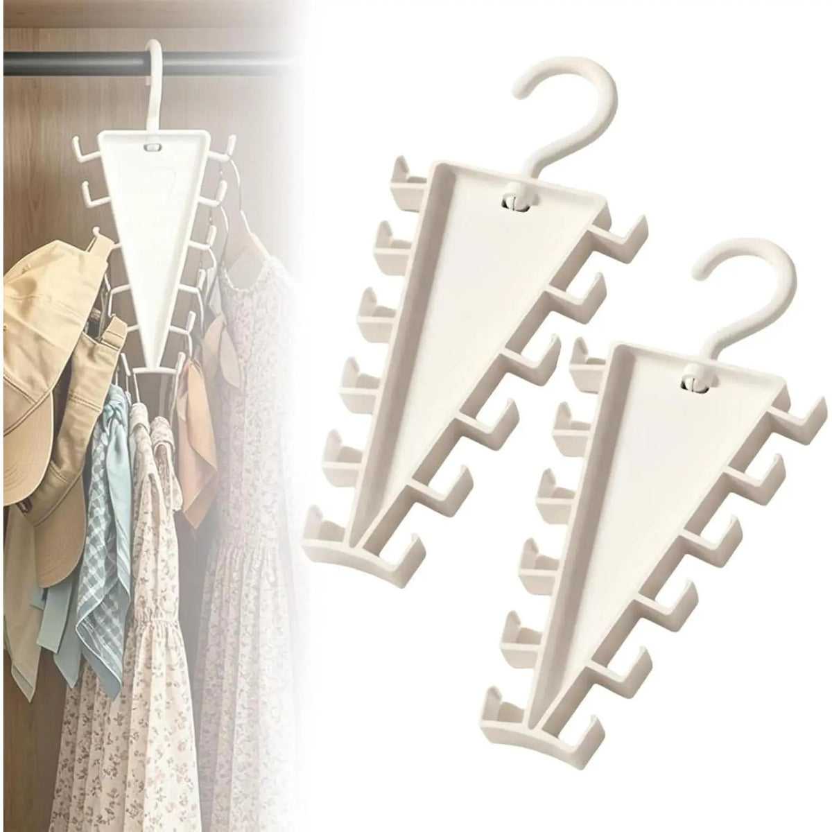 V‑Shape Double Sided Clothes Hanger for Closet Organization, 360 Degree Swivel Space‑Saving Clothing Hanger, Multi‑Tier Vertical Storage Hanger Rack with 12 Hooks for Shirts, Coats and Trousers