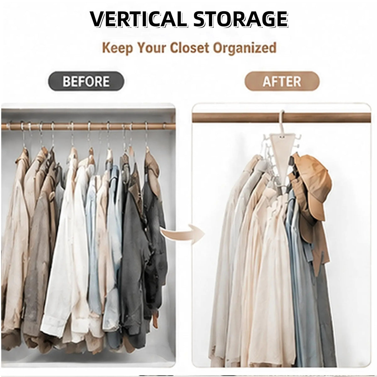 V‑Shape Double Sided Clothes Hanger for Closet Organization, 360 Degree Swivel Space‑Saving Clothing Hanger, Multi‑Tier Vertical Storage Hanger Rack with 12 Hooks for Shirts, Coats and Trousers