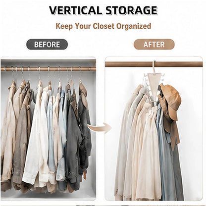 V‑Shape Double Sided Clothes Hanger for Closet Organization, 360 Degree Swivel Space‑Saving Clothing Hanger, Multi‑Tier Vertical Storage Hanger Rack with 12 Hooks for Shirts, Coats and Trousers