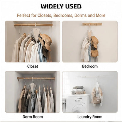 V‑Shape Double Sided Clothes Hanger for Closet Organization, 360 Degree Swivel Space‑Saving Clothing Hanger, Multi‑Tier Vertical Storage Hanger Rack with 12 Hooks for Shirts, Coats and Trousers