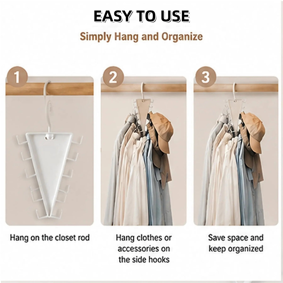 V‑Shape Double Sided Clothes Hanger for Closet Organization, 360 Degree Swivel Space‑Saving Clothing Hanger, Multi‑Tier Vertical Storage Hanger Rack with 12 Hooks for Shirts, Coats and Trousers