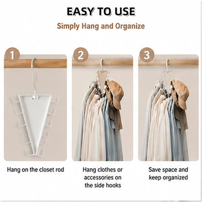 V‑Shape Double Sided Clothes Hanger for Closet Organization, 360 Degree Swivel Space‑Saving Clothing Hanger, Multi‑Tier Vertical Storage Hanger Rack with 12 Hooks for Shirts, Coats and Trousers