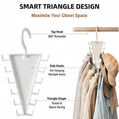 V‑Shape Double Sided Clothes Hanger for Closet Organization, 360 Degree Swivel Space‑Saving Clothing Hanger, Multi‑Tier Vertical Storage Hanger Rack with 12 Hooks for Shirts, Coats and Trousers