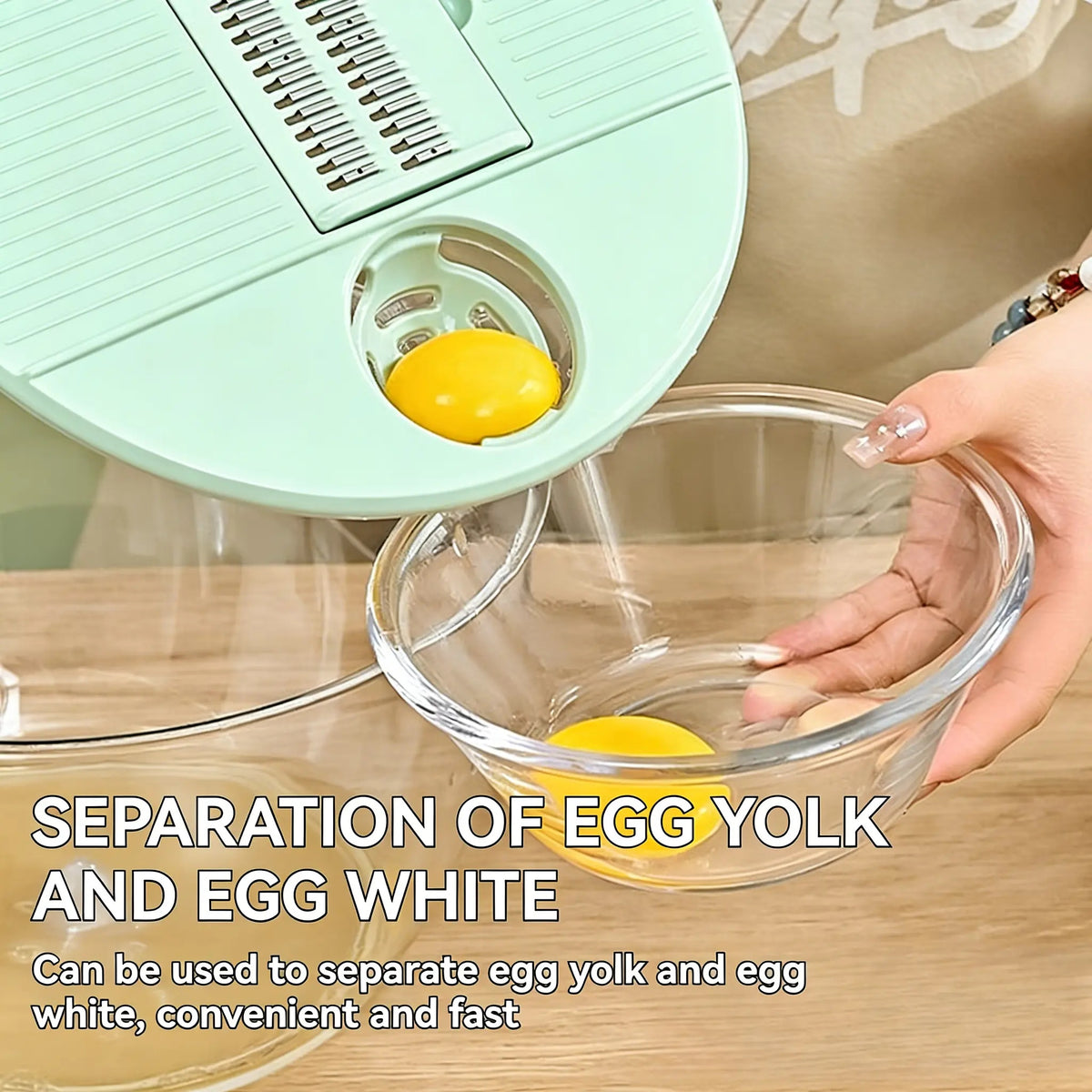 Large Salad Spinner｜3-in-1 Fruit & Vegetable Washing Bowl with Colander｜Lettuce Spinner with 5-Blade Slicer, Egg Separator & Salad Bowl｜5.3 Qt Kitchen Prep Gadget Set #SummerVibes