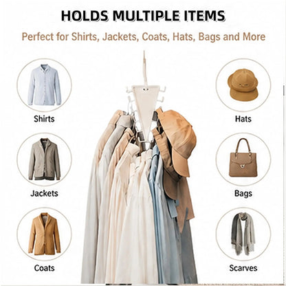V‑Shape Double Sided Clothes Hanger for Closet Organization, 360 Degree Swivel Space‑Saving Clothing Hanger, Multi‑Tier Vertical Storage Hanger Rack with 12 Hooks for Shirts, Coats and Trousers